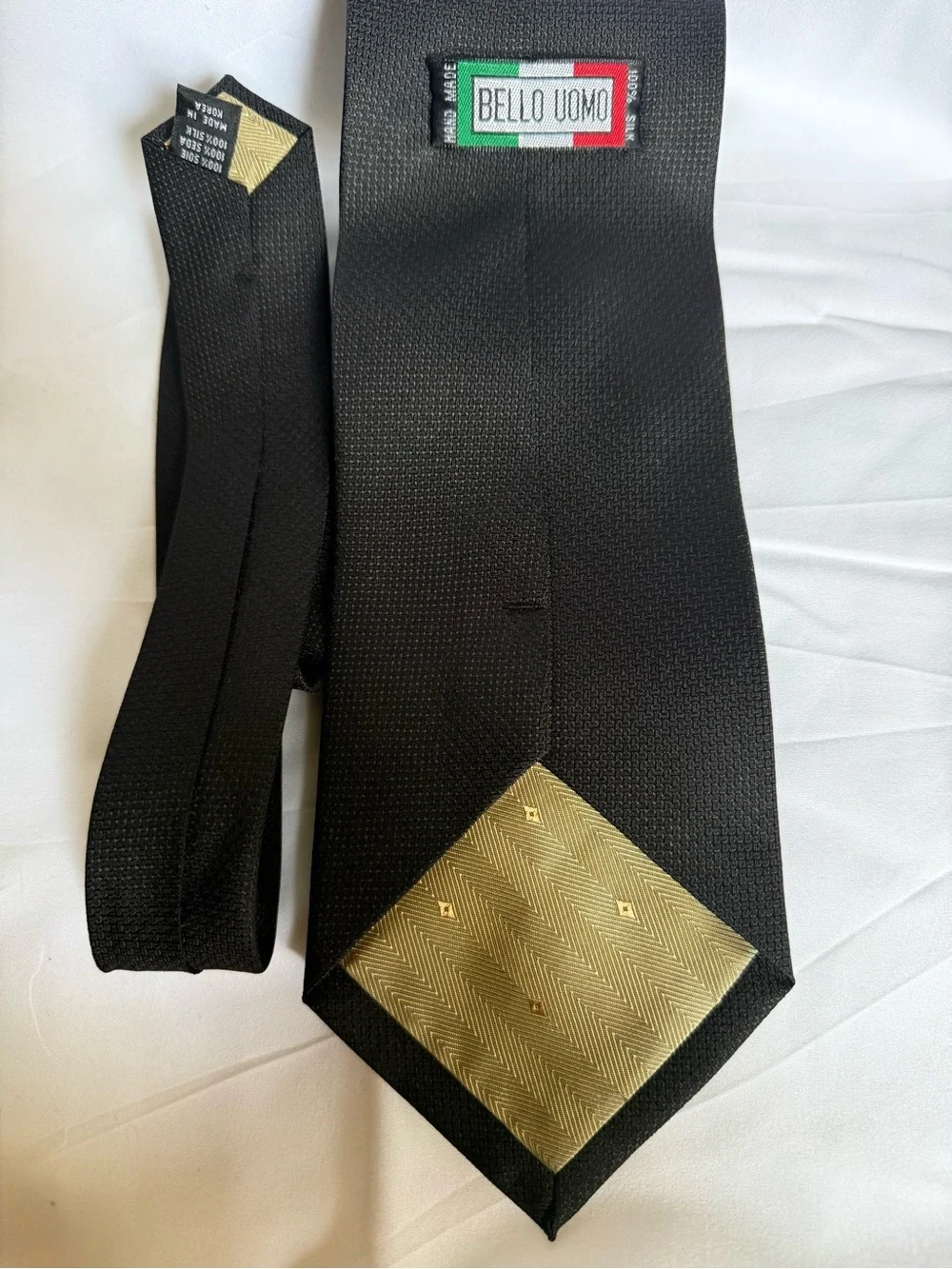 Bello Uomo Silk  Solid Black Textured Men's Tie 54’ x 4